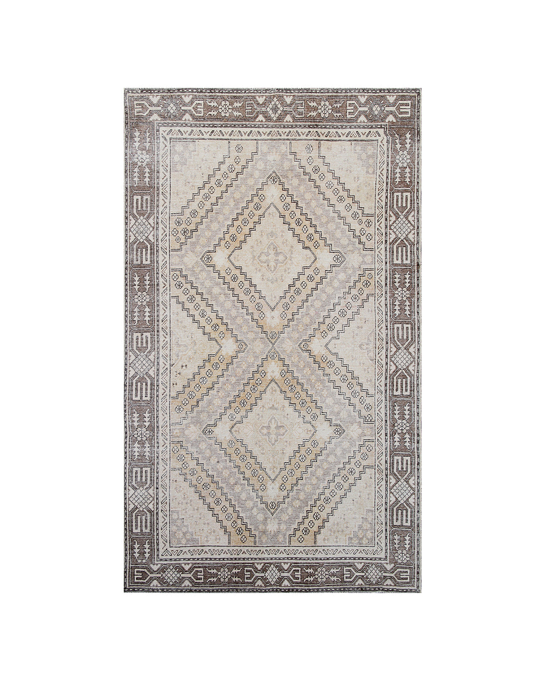 Decorative rug with geometric pattern on a white background