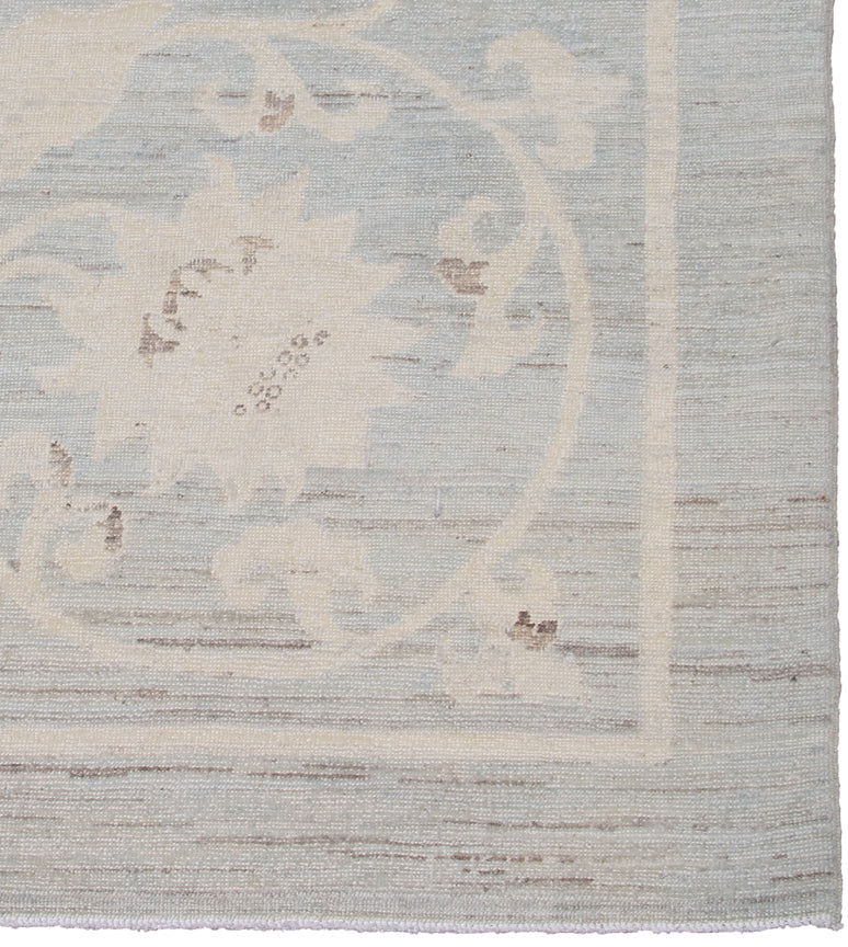 8'x8' Ariana Transitional Blue Ivory Floral Design Rug