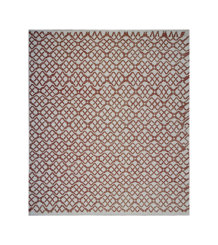 8'x8' Hand-knotted Square Rug | Geometric Terracotta Modern Rug