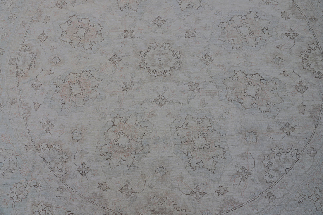 8'x8' Round Rug | Ariana Agra Design Ivory Blue Round Rug