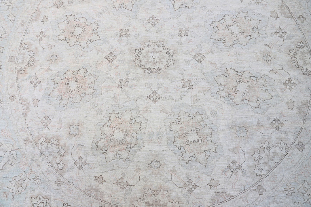 8'x8' Round Rug | Ariana Agra Design Ivory Blue Round Rug