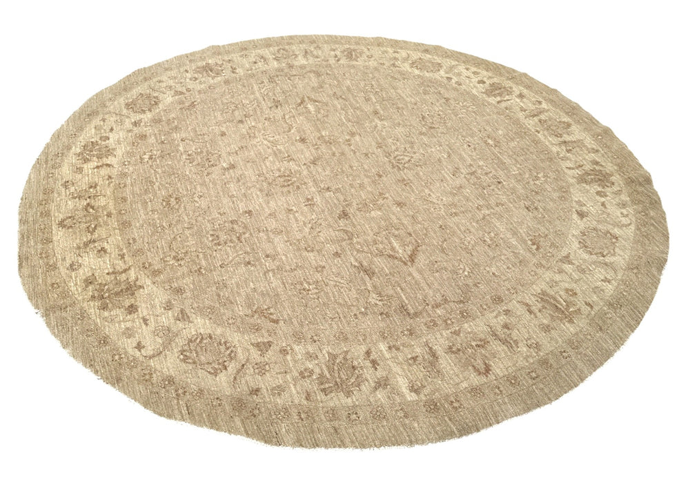 8'x8' Round Wool Rug |Ariana Traditional | Earth Tone Floral Rug