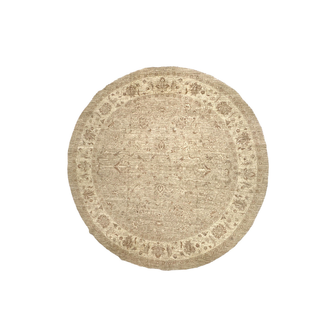 8'x8' Round Wool Rug |Ariana Traditional | Earth Tone Floral Rug