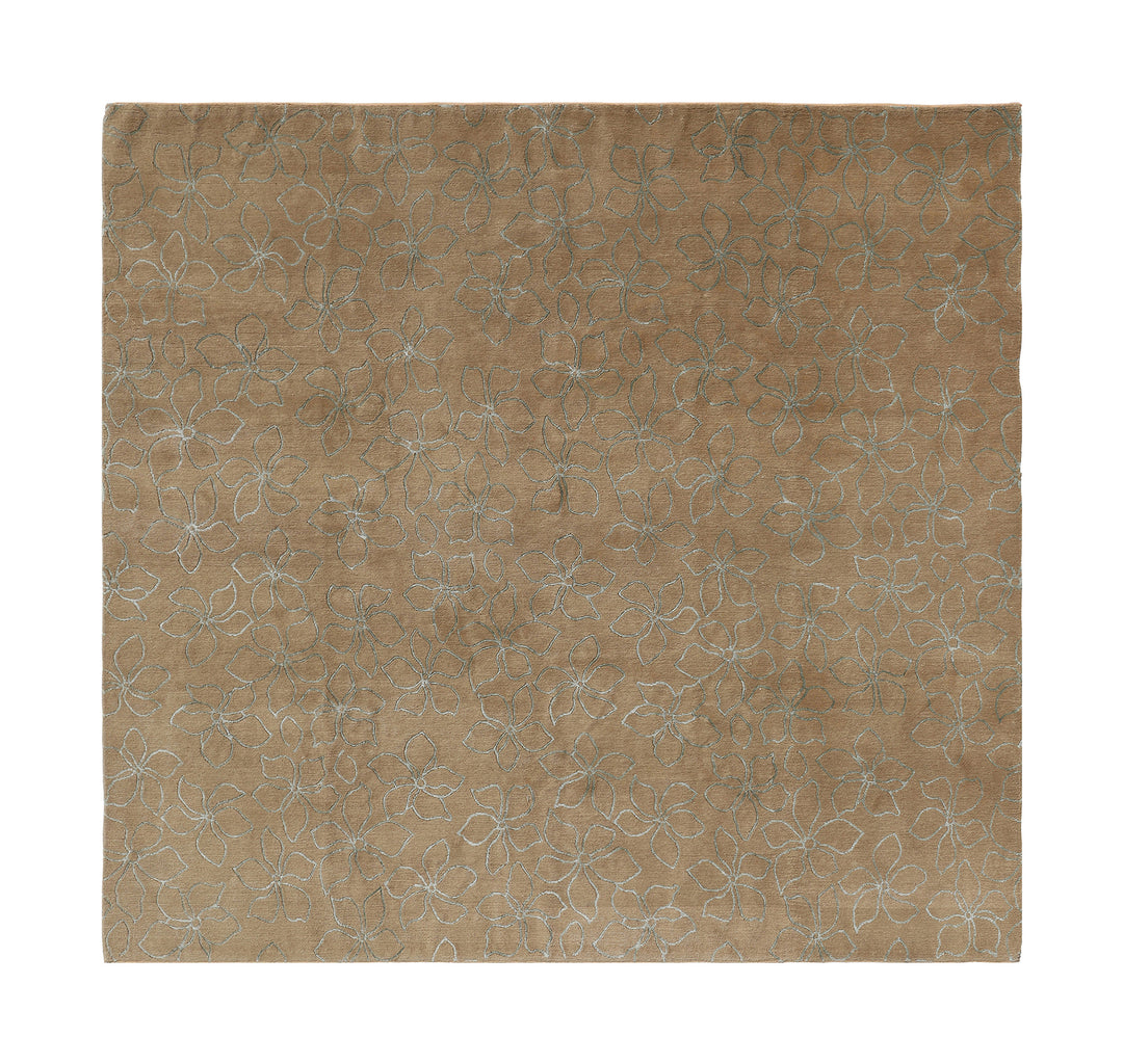 8'x8' Square Hand-Knotted Floral Rug | Made by Nepalese Women