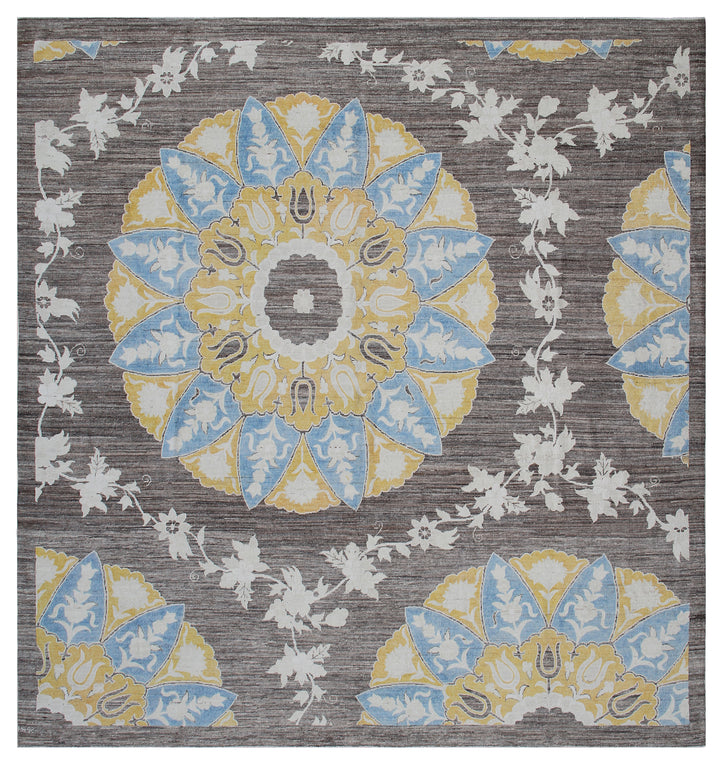 8'x8' Square Wool Rug | Ottoman Transitional Design Rug