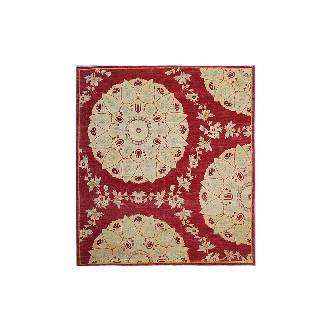 Ariana Rugs Original Turkish Ottoman Design - Red Organic Wool Square Rug