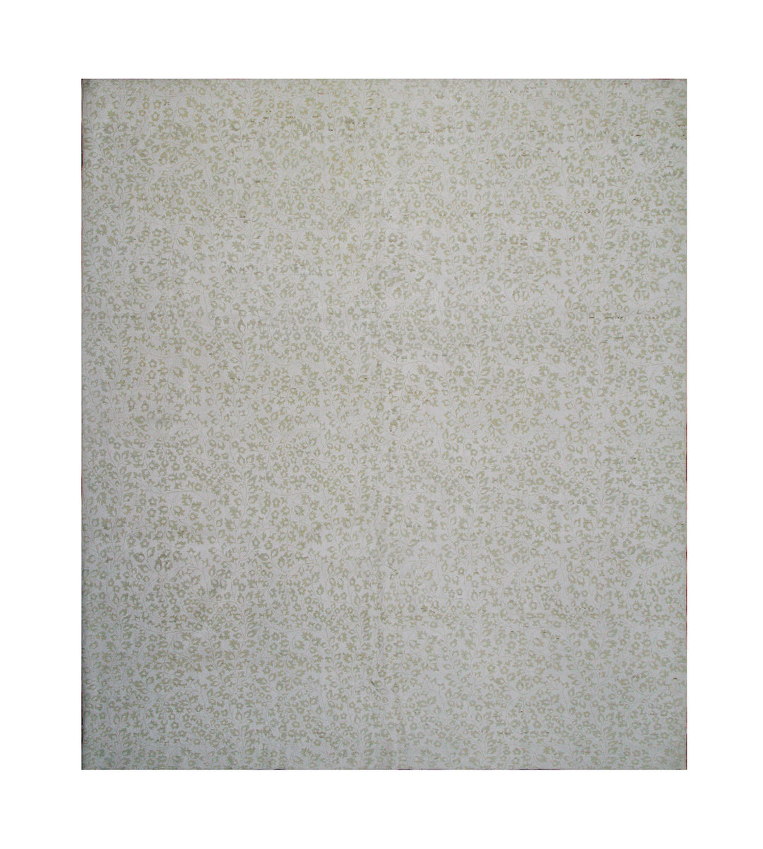 8'x9' Hand-knotted Floral Rug | Green & White | Transitional Floral Rug