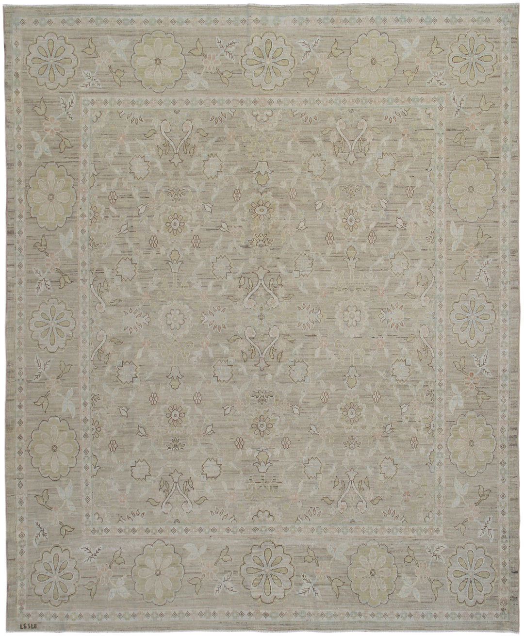 8'x9' Wool Rug | Square Area Rug | Transitional | Floral Design Rug