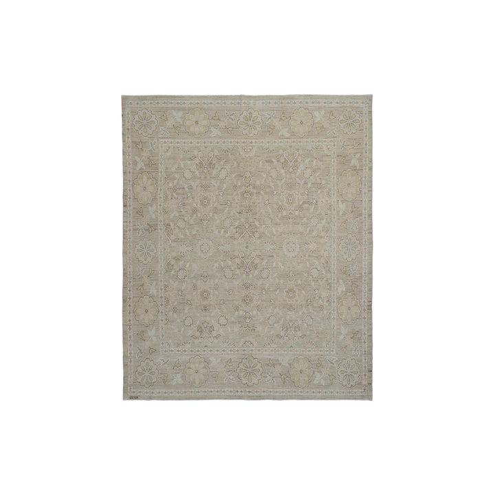 8'x9' Wool Rug | Square Area Rug | Transitional | Medium Floral Design Rug