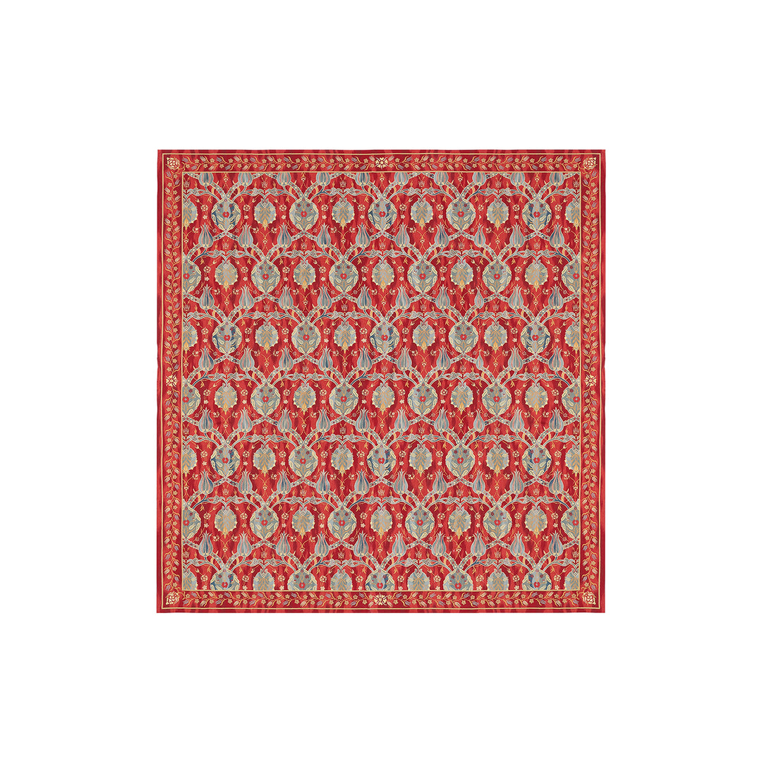 14x14.4 Authentic Fine Ottoman Floral Ariana Kilim Rug | Red, Gold & Blue Luxury