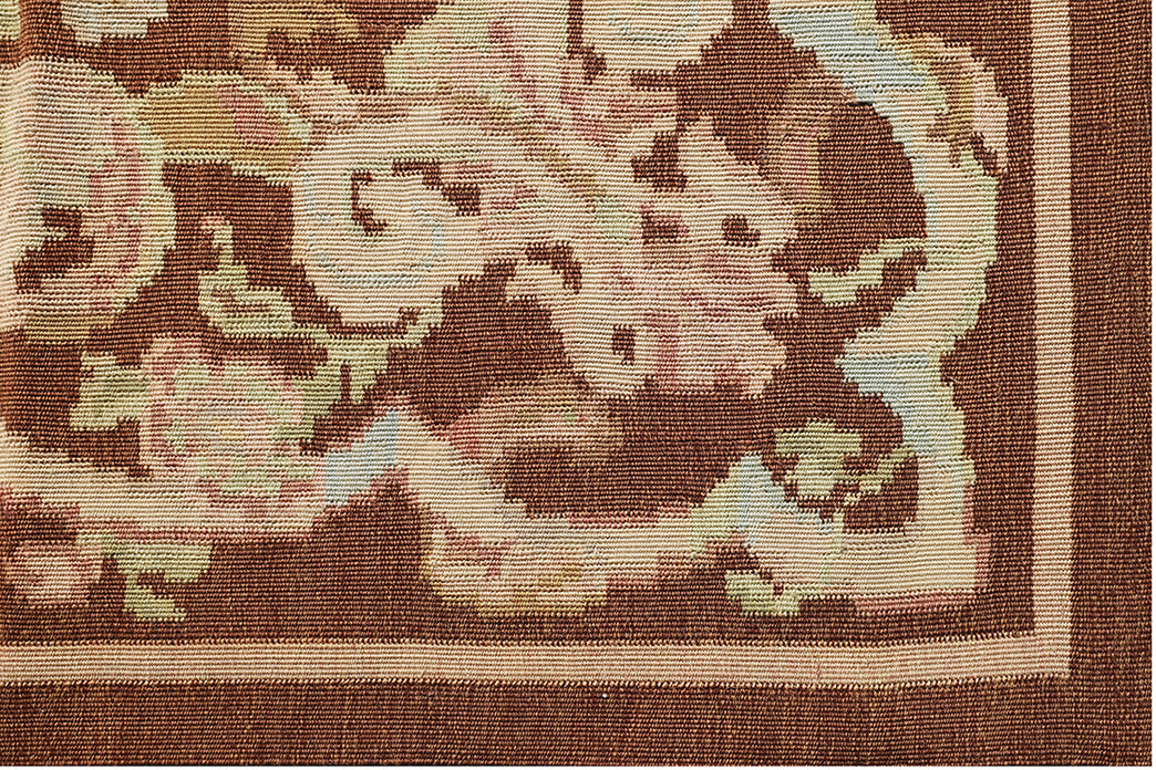 Large Floral Brown Wool Kilim