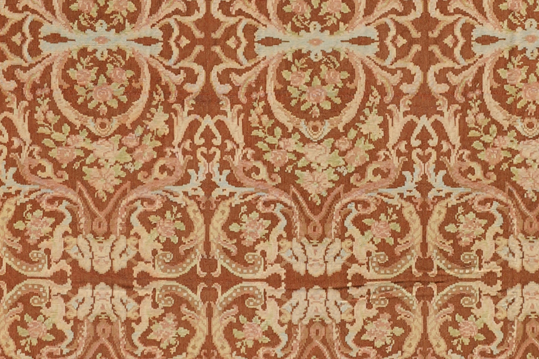 Large Floral Brown Wool Kilim