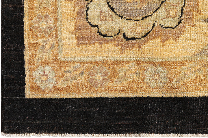 10'x13' Black and Gold Tabriz Design Afghan Rug