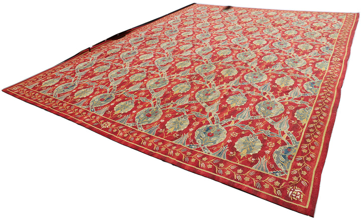 Red Ottoman Design Wool Kilim