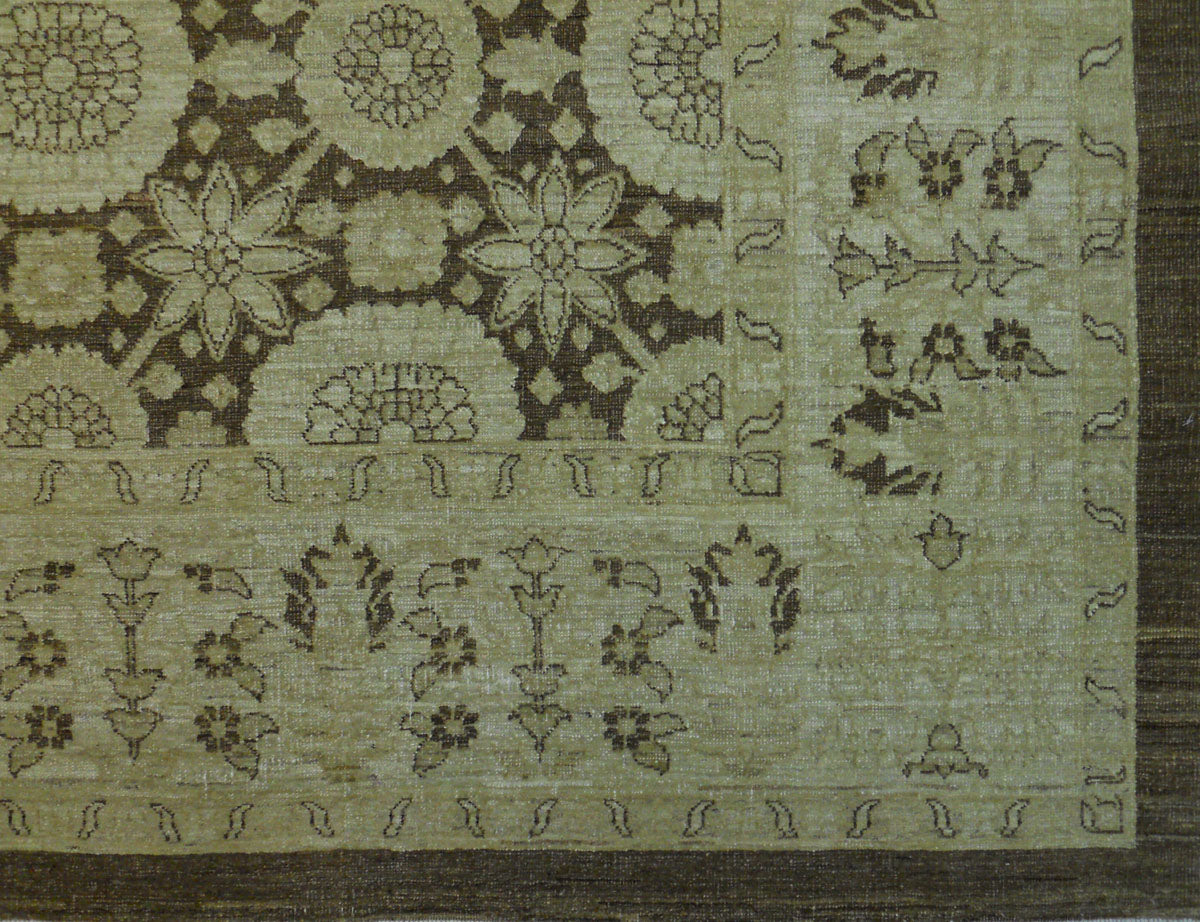 8'x8' Ariana Square Traditional Brown Ivory Tabriz Design Rug