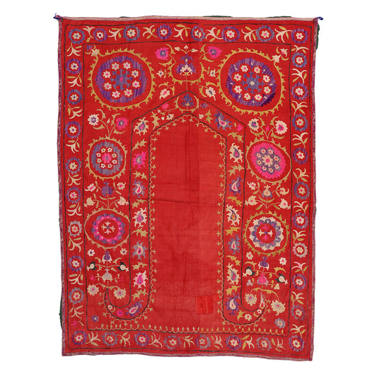 3'x5' Vintage Hand Embroidered Uzbek Suzani Prayer Textile