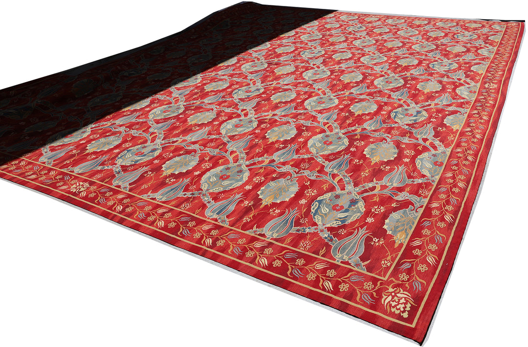 Turkish Ottoman Design | Large Red Wool Kilim