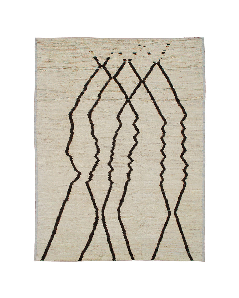 9'x11' Ariana Moroccan Style| Cream Dark Brown| Barchi Shag Rug