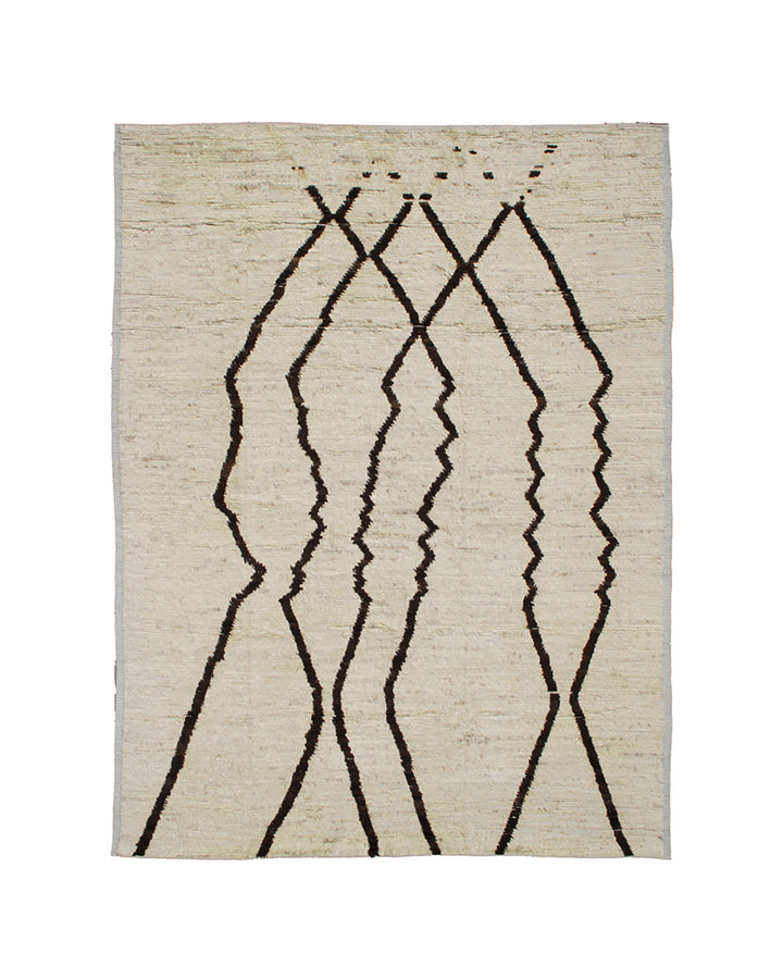 9'x11' Ariana Moroccan Style| Cream Dark Brown| Barchi Shag Rug