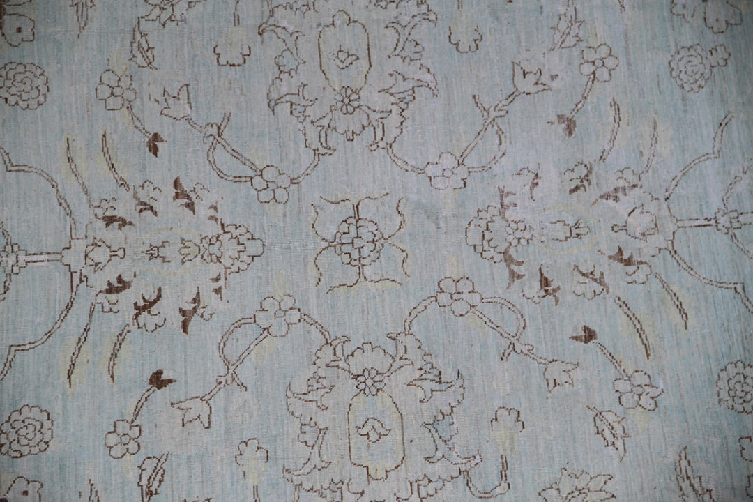 9'x11' Pale Blue & Brown Agra Rug | Hand-Knotted | Vintaged