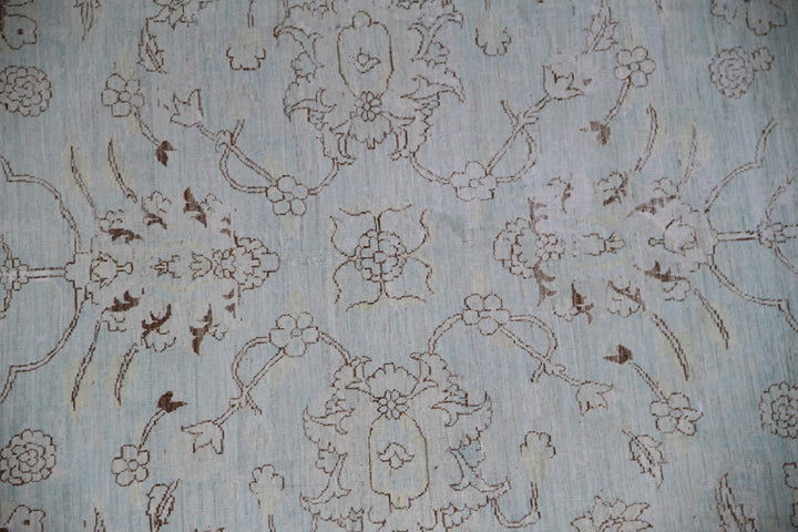 9'x11' Pale Blue & Brown Agra Rug | Hand-Knotted | Vintaged