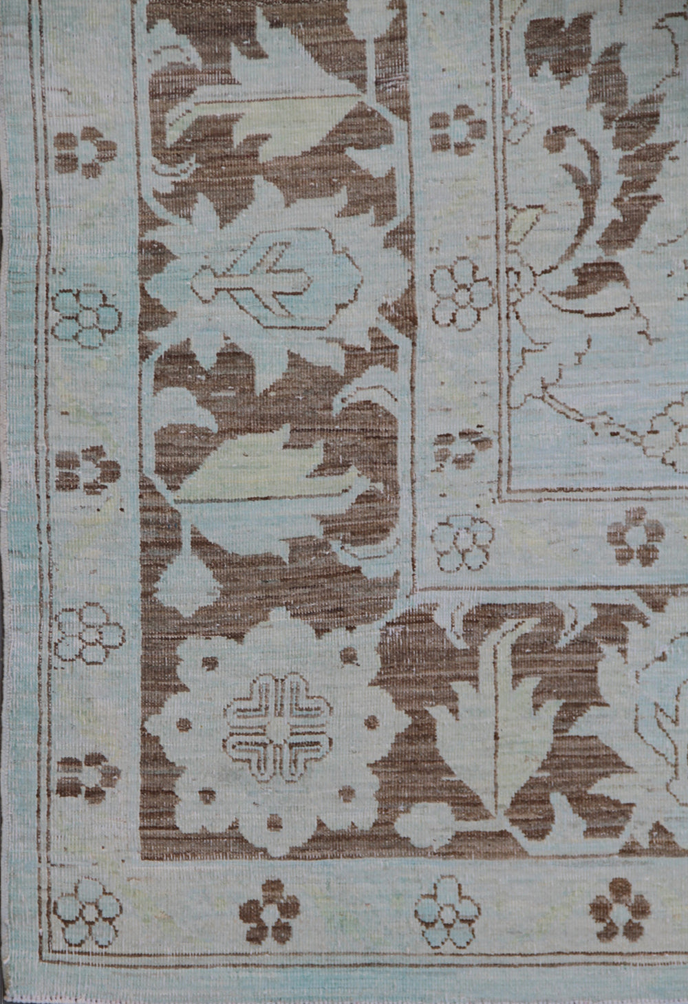 9'x11' Pale Blue & Brown Agra Rug | Hand-Knotted | Vintaged