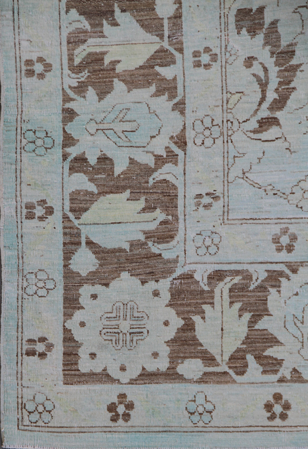 9'x11' Pale Blue & Brown Agra Rug | Hand-Knotted | Vintaged