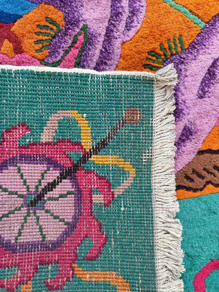 9'x11' Vintage Chinese Art Deco Rug | Gold | Green Rug