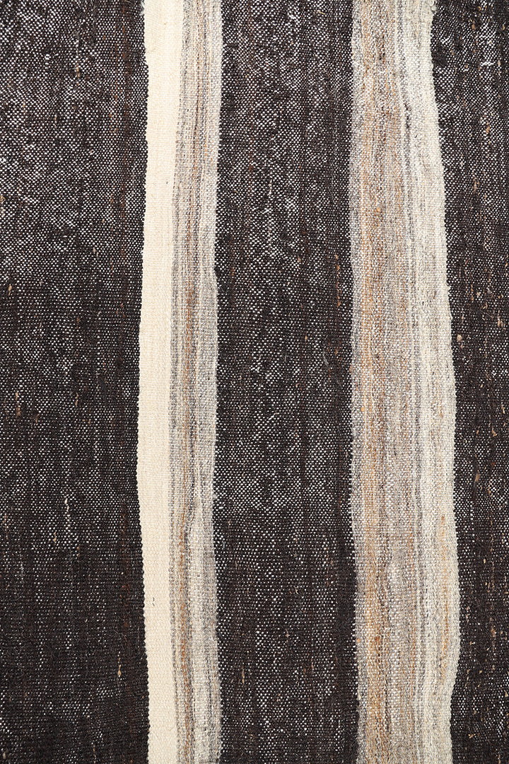 9'x11' Vintage Turkish Handwoven Black Rug |Goat Hair | Solid Minimalist