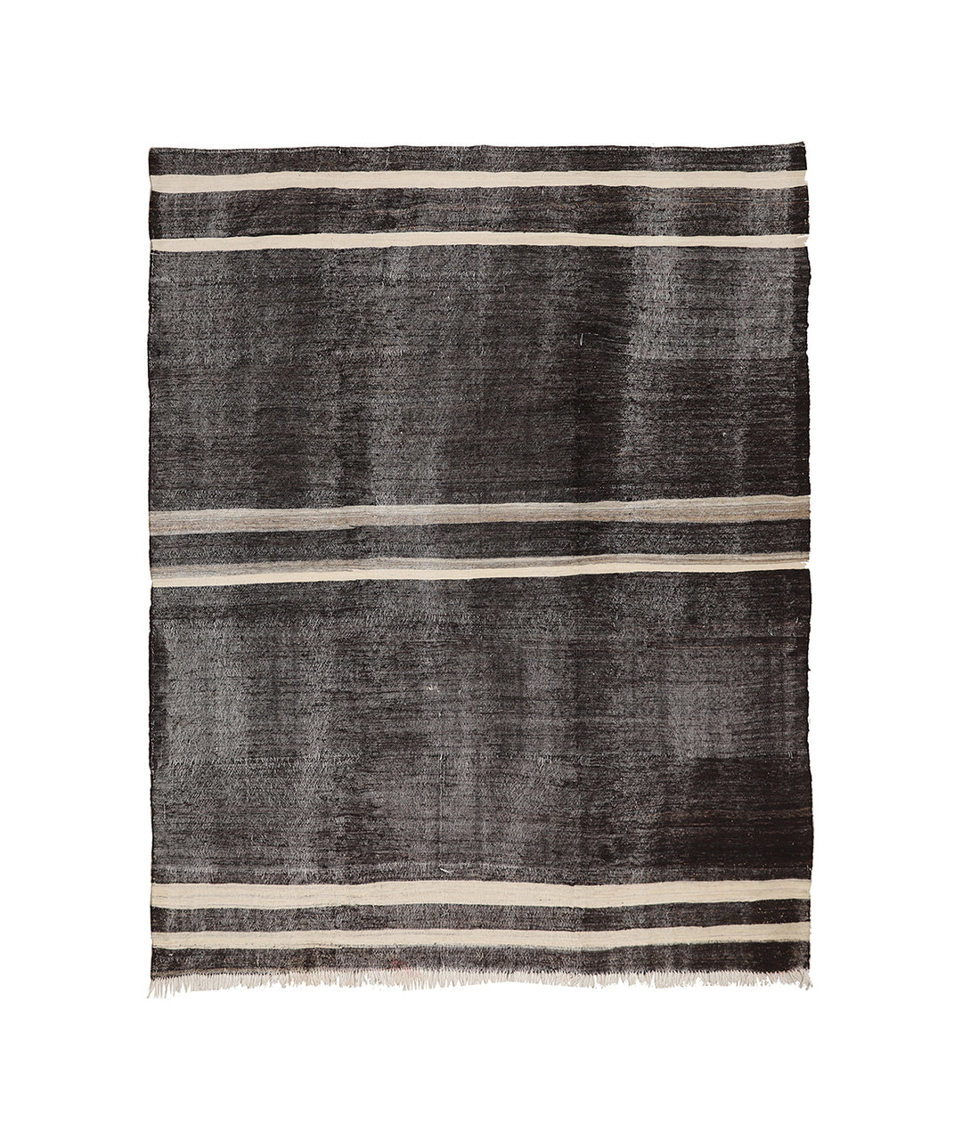 9'x11' Vintage Turkish Handwoven Black Rug |Goat Hair | Solid Minimalist