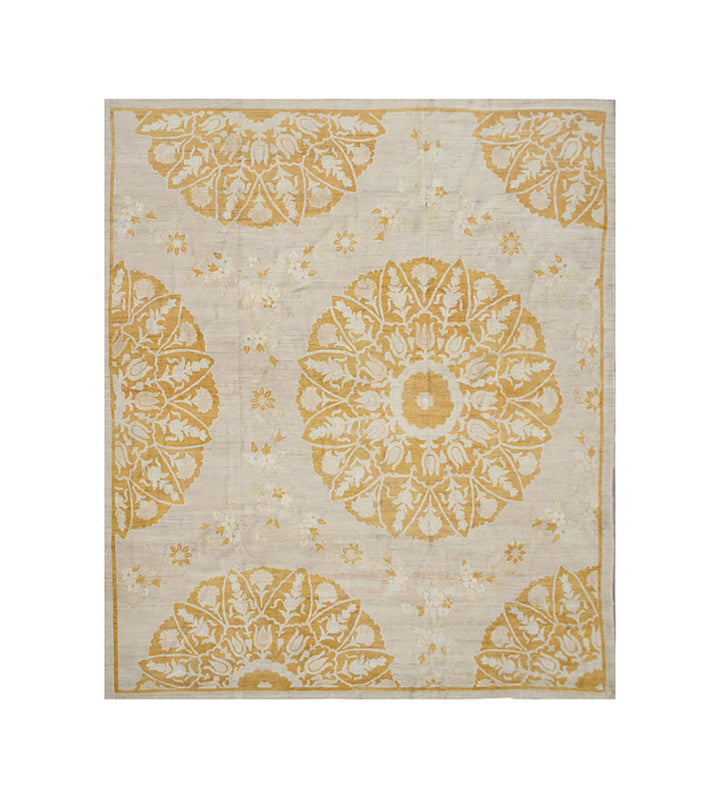 9'x11' Wool Area Rug | Golden Yellow | Grey | Turkish | Modern Rug