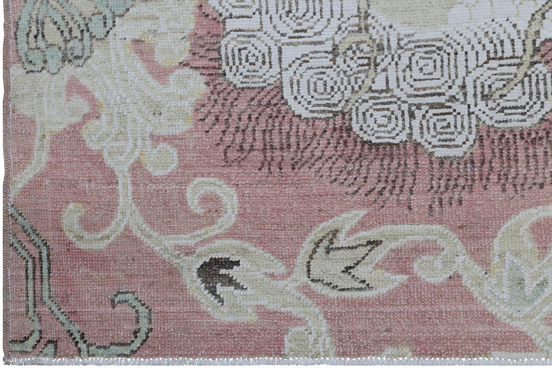 Wool Rug |Foo Dog | Pink Cream Brown Design Rug