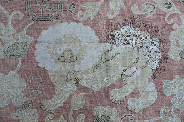 Wool Rug |Foo Dog | Pink Cream Brown Design Rug