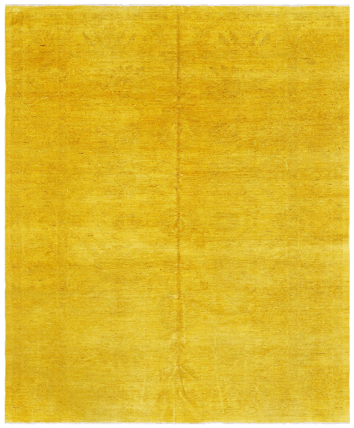 9'x11' Yellow Wool Rug | Persian Design | Overdye Rug