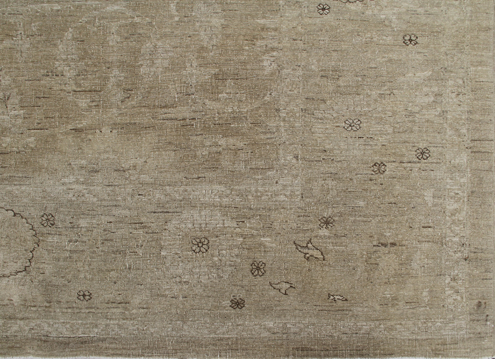 9'x12' Afghan Hand-Knotted Persian Mahal Rug – Tan & Beige | Organic Wool