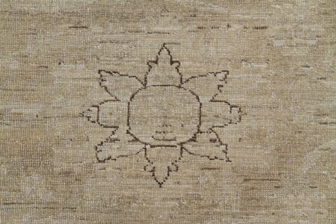 9'x12' Afghan Hand-Knotted Persian Mahal Rug – Tan & Beige | Organic Wool