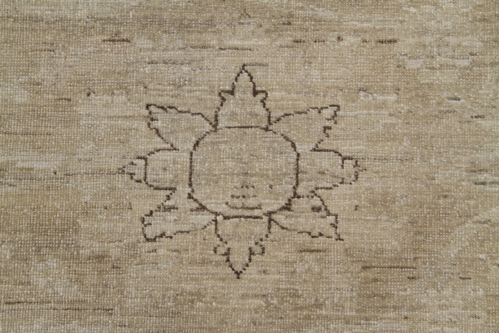 9'x12' Afghan Hand-Knotted Persian Mahal Rug – Tan & Beige | Organic Wool