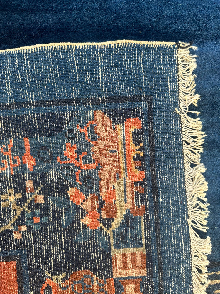 9'x12' Antique Chinese Art Deco | Wool Blue Peking Rug