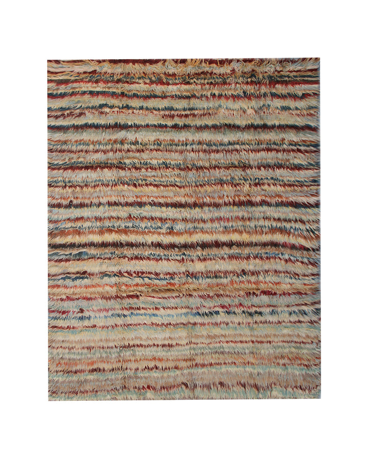9'x12'Moroccan Style| Striped Multi Color | Soft Shaggy Barchi Rug