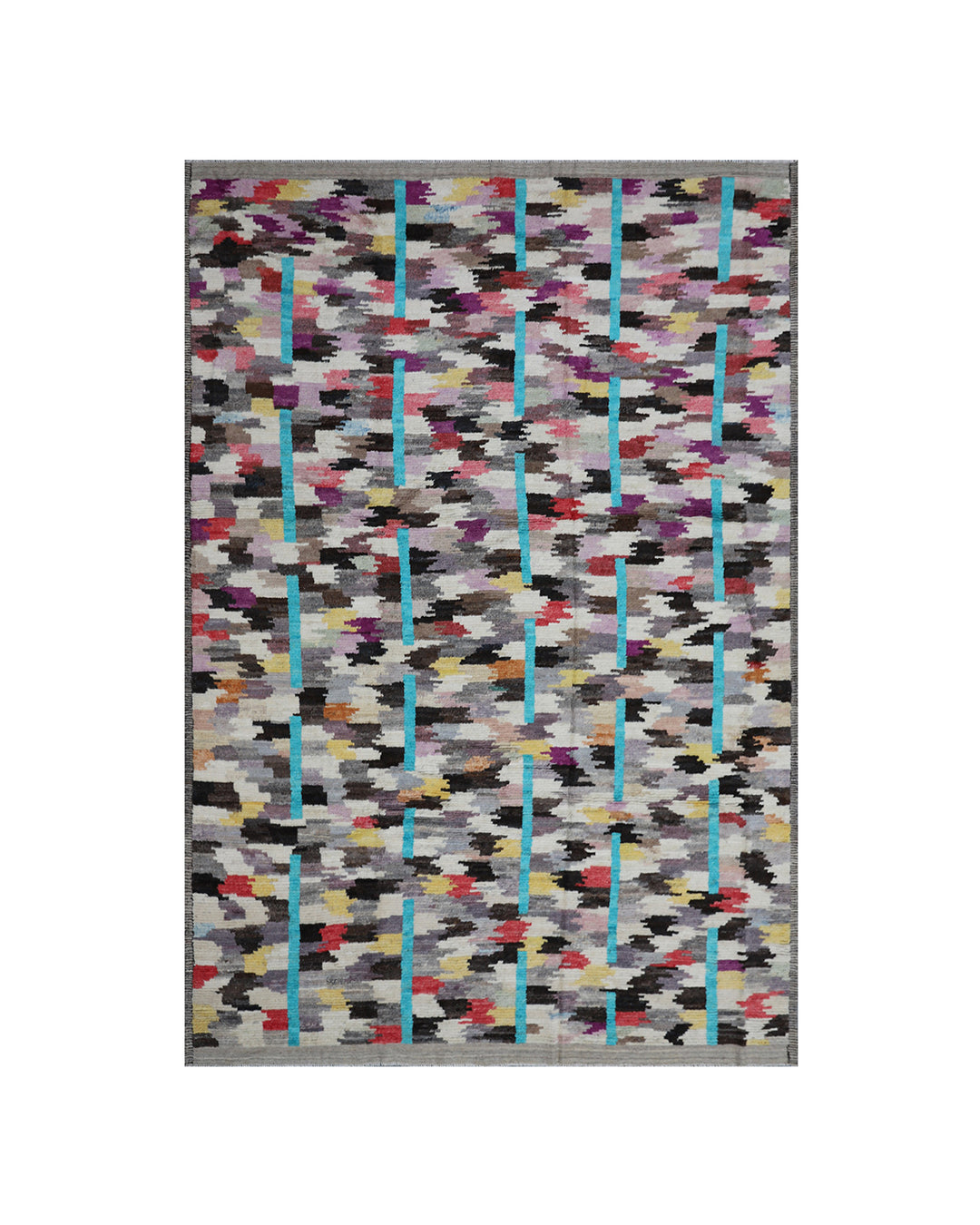 Ariana Barchi Hand-Knotted Colorful Turquoise Shag Rug 12'6" x 8'7"