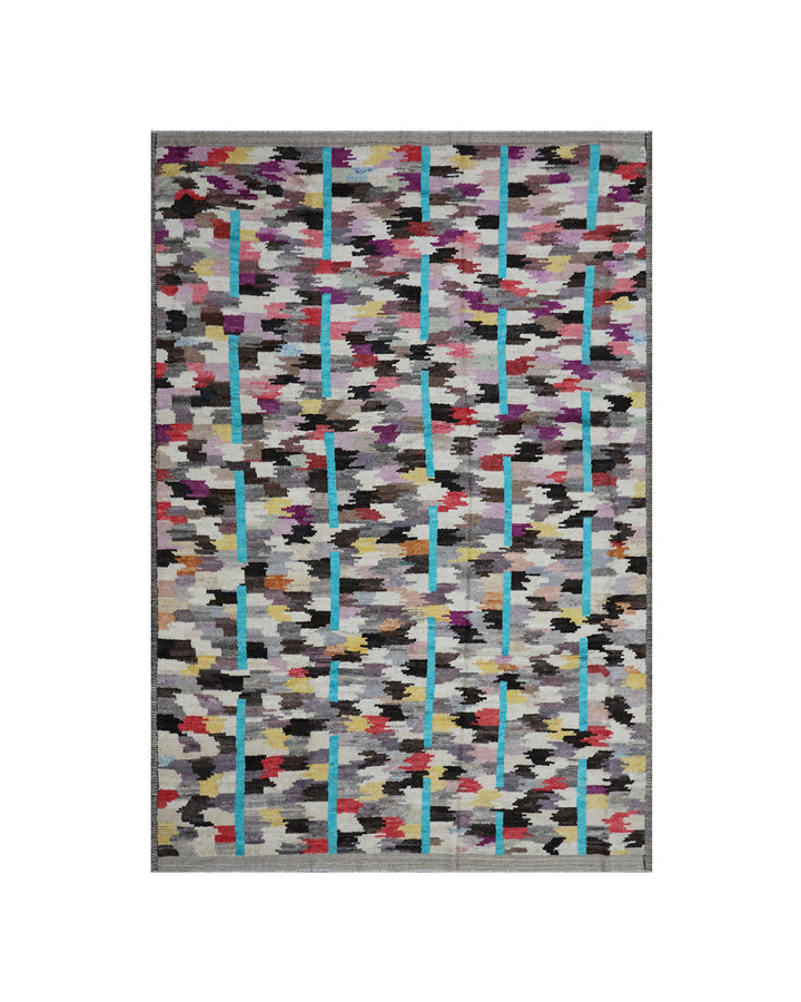 Ariana Barchi Hand-Knotted Colorful Turquoise Shag Rug 12'6" x 8'7"