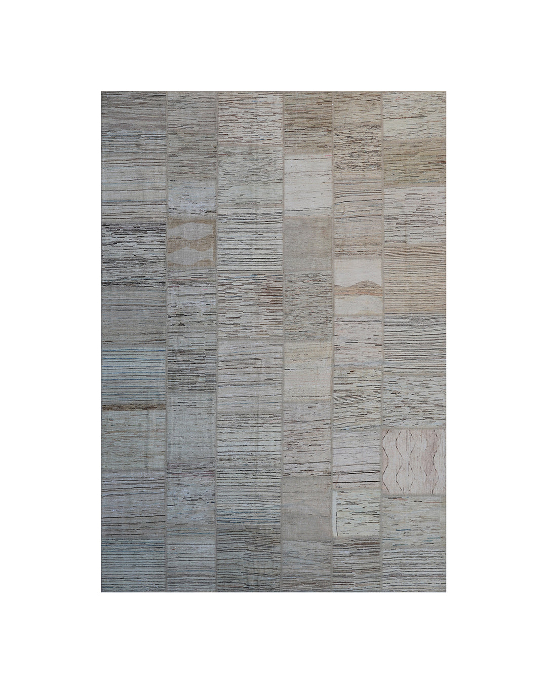 9'x12' Ariana Brown Blue Cream Ivory Patchwork Soft Color Rug