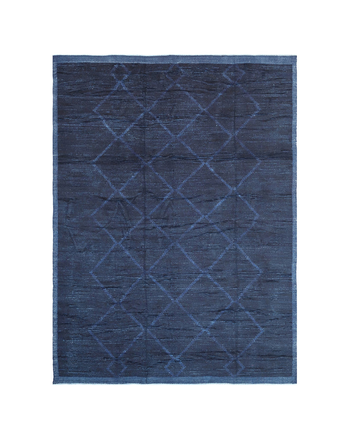 9'x12' Moroccan Style| Navy Blue | Hand-knotted Barchi Large Size Rug
