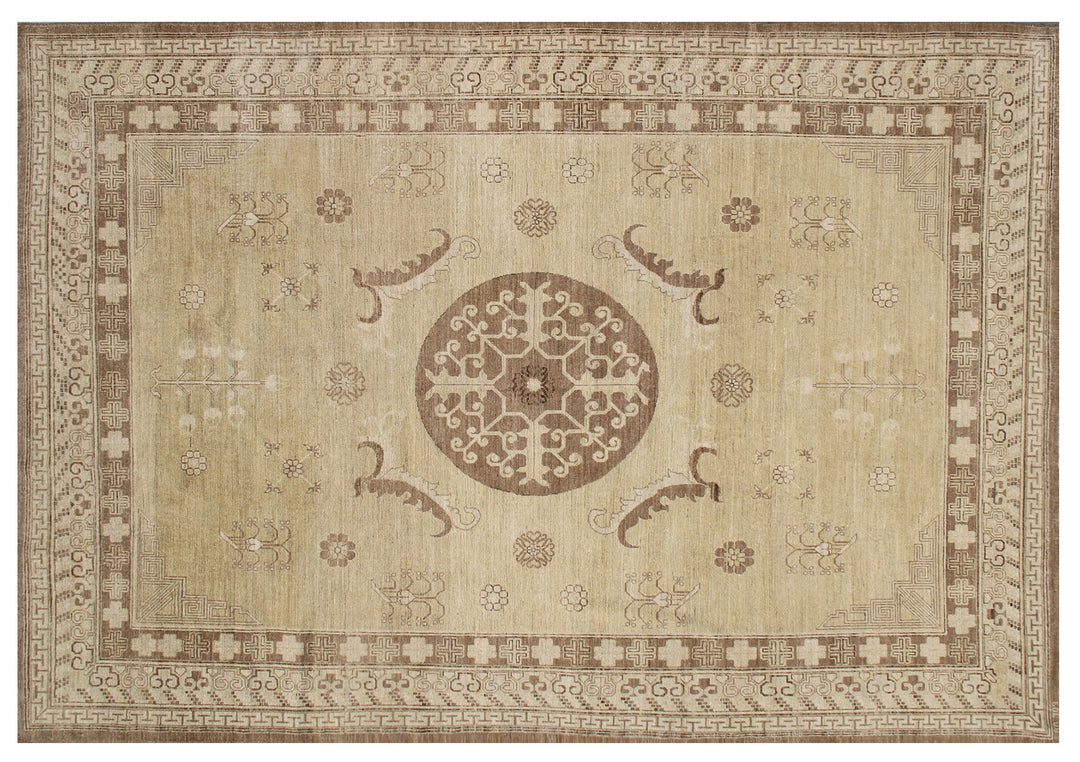 Ariana Samarkand Medallion Design Hand-Knotted Wool Area Rug