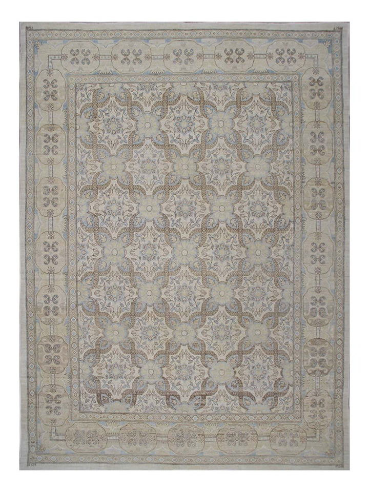 9'x12' Ariana Traditional Sultanabad Design Geometric Beige Blue Brown Rug