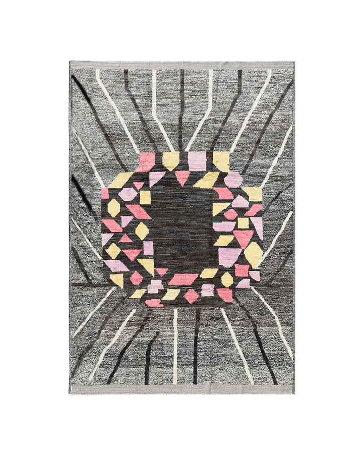 9'x12' Moroccan Style| Colorful Yellow Pink Grey Black | Barchi Area Rug