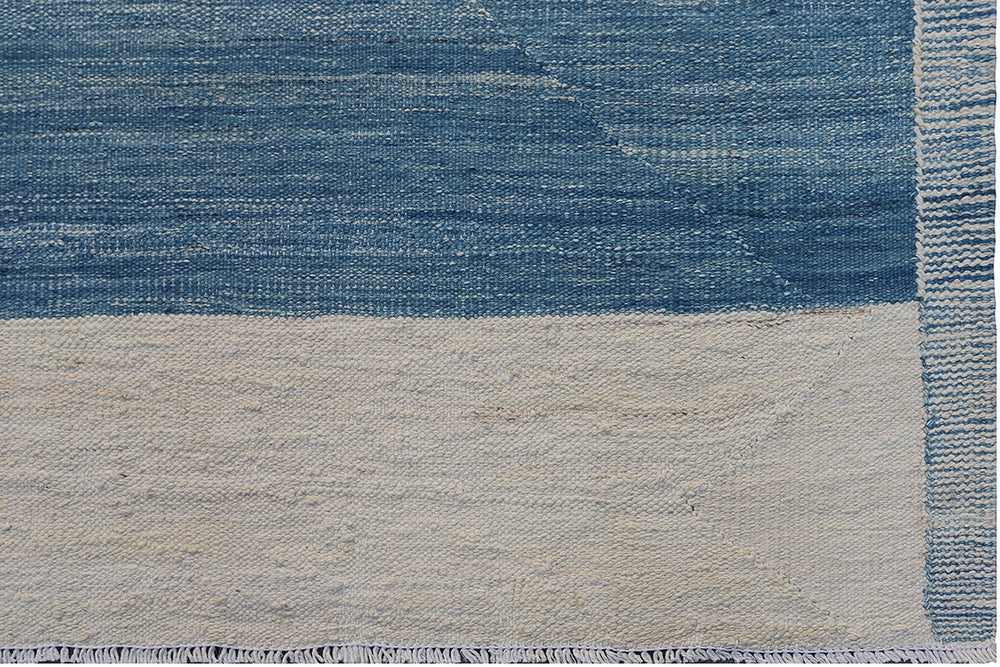 9'x12' Blue & Ivory Striped Kilim Rug | Handwoven Ariana Kilim