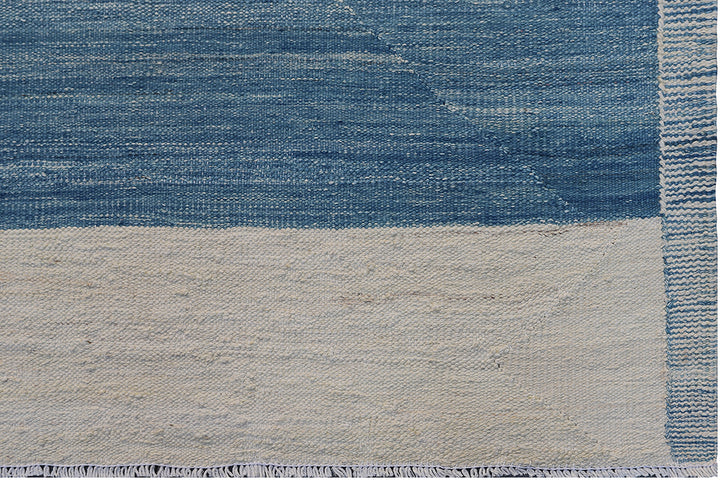 9'x12' Blue & Ivory Striped Kilim Rug | Handwoven Ariana Kilim