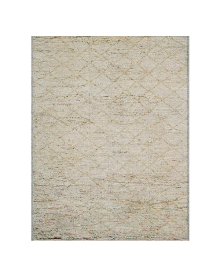 9'x12' Contemporary Moroccan| Cream and Beige Geometric Diamond Pattern| Barchi Rug