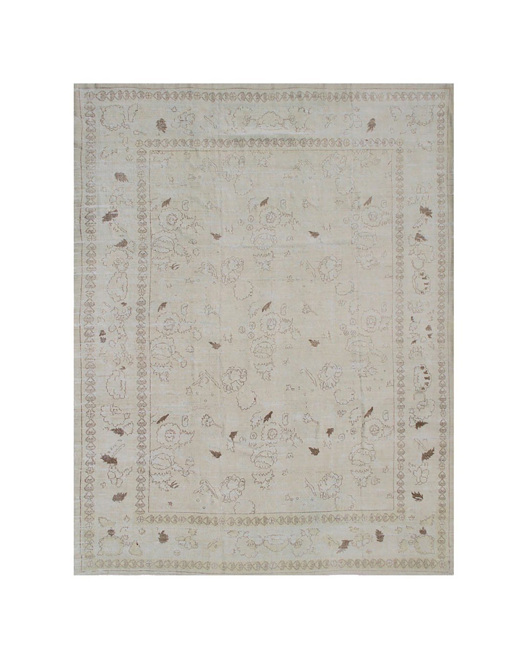 9'x12' Fine Afghan Floral Rug | Washed Pale Rug | Hand-Knotted Rug